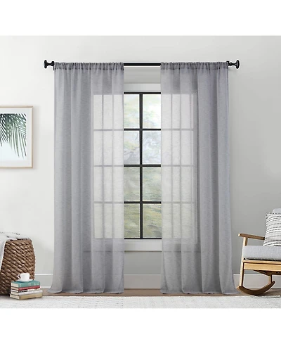 Hlc.me Penelope Faux Linen Textured Semi Sheer Privacy Sun Light Filtering Transparent Window Pocket Hole Thick Curtains Drapery Panels for Bedroom