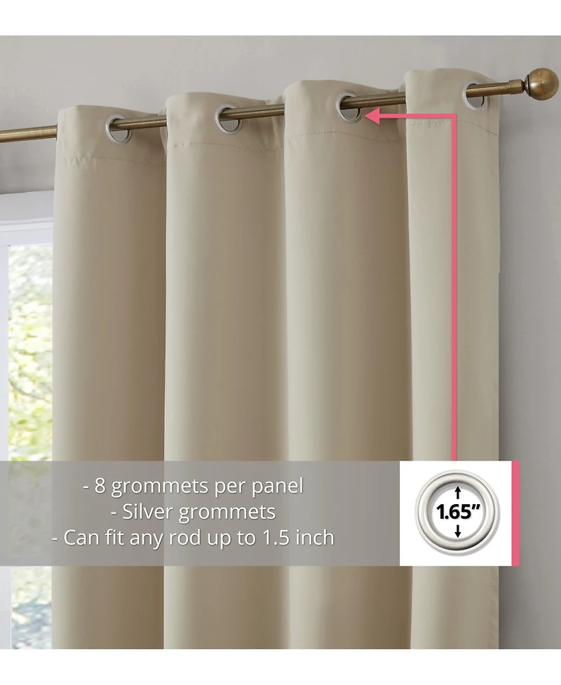 Hlc.me Dakota 100% Complete Blackout Lined Drapery with Double Layer Thermal Insulated Energy Efficient Window Curtain Grommet Panels for Bedroom & Li