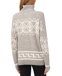 CeCe Women's Fair Isle Long Sleeve Turtleneck Sweater