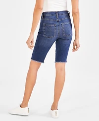Style & Co Women's Mid-Rise Raw-Edge Bermuda Jean Shorts, Created for Macy's