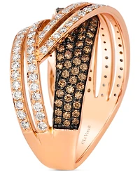Le Vian Chocolatier Chocolate Diamond & Vanilla Diamond Crossover Ring (1-1/2 ct. t.w.) in 14k Rose Gold