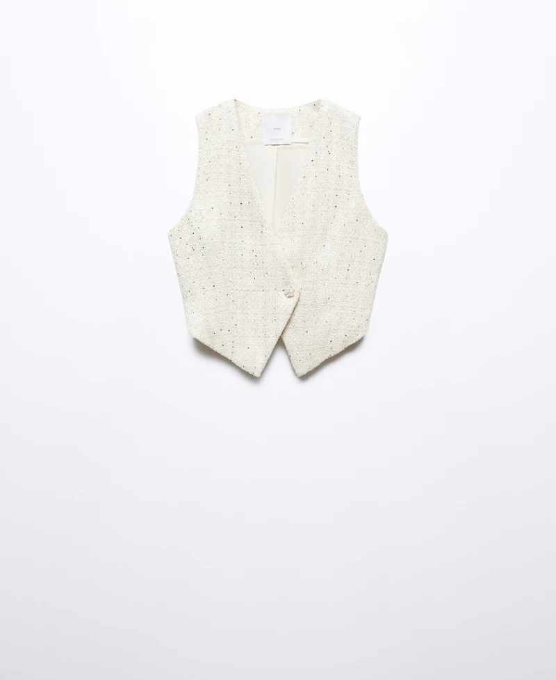 Mango Women's Jewel Button Tweed Vest