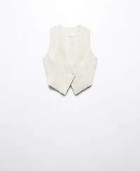 Mango Women's Jewel Button Tweed Vest