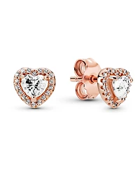 Pandora Clear Cubic Zirconia Heart Stud Earrings