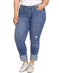 Seven7 Plus High Rise Slim Straight Cuff Jeans