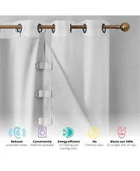 Hlc.me White Thermal Insulated 100% Blackout Curtain Liner Grommet Panels - Complete Darkness & Privacy, Energy Efficient
