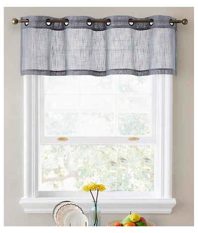 Hlc.me Abbey Faux Linen Textured Semi Sheer Privacy Light Filtering Transparent Thick Half Short Grommet Curtain Valance Topper