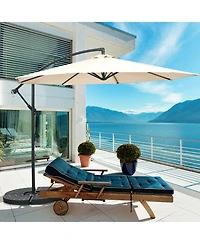 Slickblue Offset Cantilever Umbrella with 8 Ribs and Cross Base for Patio Shade