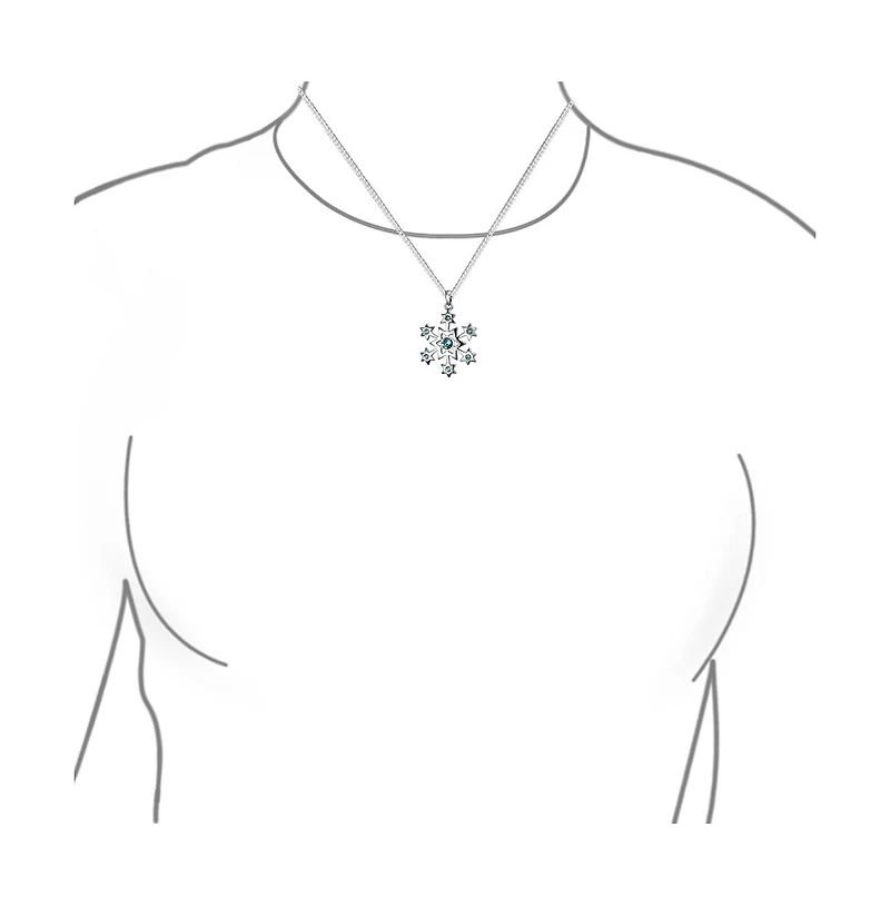 Bling Jewelry Frozen Winter Holiday Party Ice Blue Christmas Snowflake Star Pendant Necklace For Sterling Silver