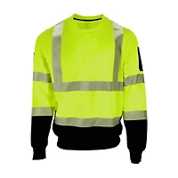 RefrigiWear Men's HiVis Crewneck Sweatshirt with Reflective Tape - High Visibility Safety Pullover