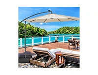 10 Feet Cantilever Umbrella with 32 Led Lights and Solar Panel Batteries