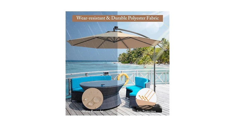 10 Feet Patio Outdoor Sunshade Hanging Umbrella without Weight Base