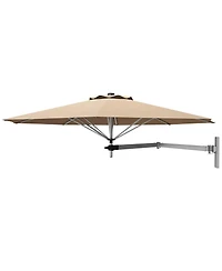 8ft Wall-Mounted Telescopic Folding Tilt Aluminum Sun Shade Umbrella