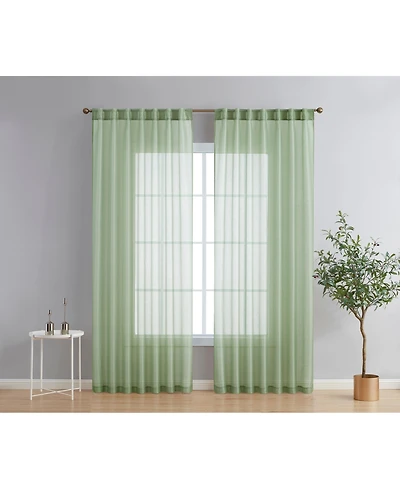Hlc.me Lauren Semi Sheer Light Filtering Transparent Pocket Top & Back Tab Lightweight Window Curtains Drapery Panels Bedroom & Living Room