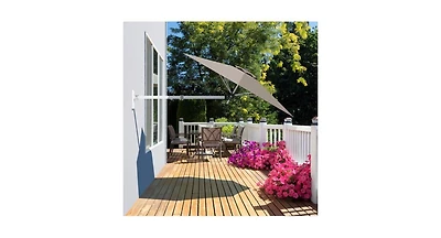 8ft Wall-Mounted Telescopic Folding Tilt Aluminum Sun Shade Umbrella