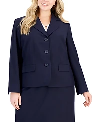 Le Suit Plus Size Button-Front Pencil Skirt Suit