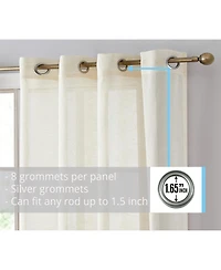 Hlc.me Sierra Burlap Flax Linen Semi Sheer Privacy Light Filtering Transparent Window Grommet Thick Curtains Drapery Panels for Office & Living Room
