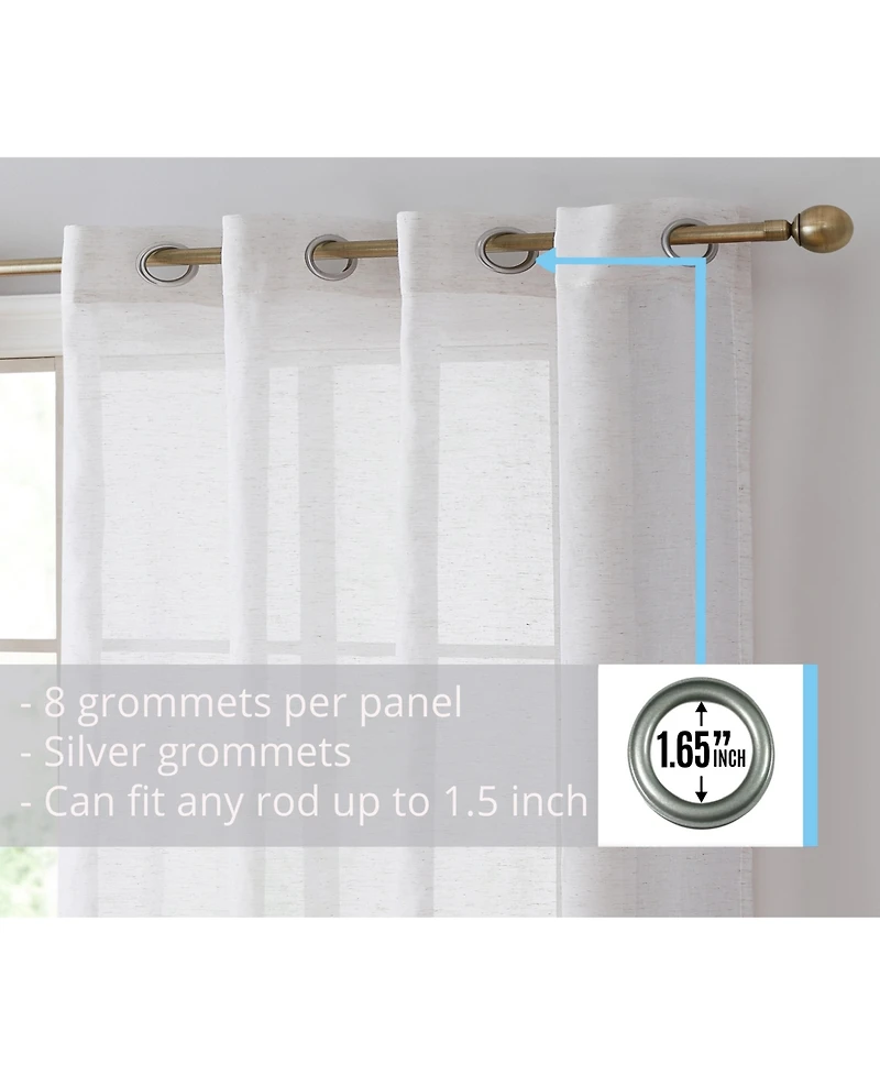 Hlc.me Sierra Burlap Flax Linen Semi Sheer Privacy Light Filtering Transparent Window Grommet Thick Curtains Drapery Panels for Office & Living Room