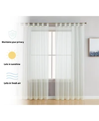 Hlc.me Tab Top Window Curtain Sheer Voile Panels for Living Room & Bedroom