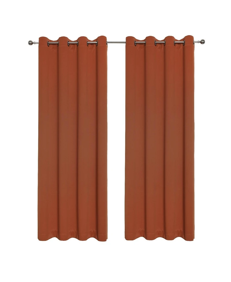 Kate Aurora Hotel Living 2 Pack 100% Blackout Grommet Top Orange Spice Curtain Panels