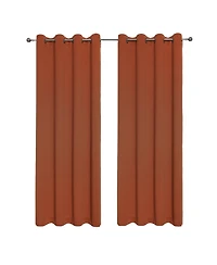 Kate Aurora Hotel Living 2 Pack 100% Blackout Grommet Top Orange Spice Curtain Panels
