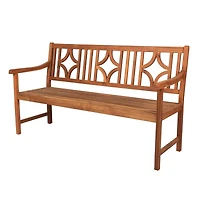 Sloane 59.1" 3-Seat Ogee Diamond-Back 600-Lbs Support Acacia Wood Outdoor Garden Patio Bench