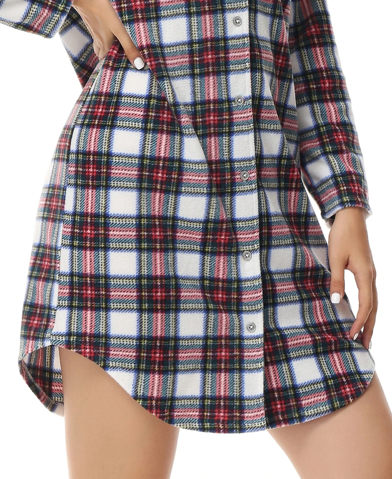 Ink+Ivy Women's Long Sleeve Notch Collar Sleepshirt Nightgown