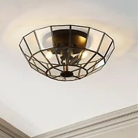 Jonathan Y Theo Farmhouse Rustic Iron/Glass Led Semi Flush Mount