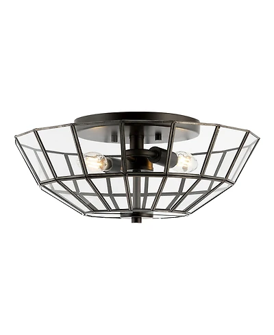 Jonathan Y Theo Farmhouse Rustic Iron/Glass Led Semi Flush Mount