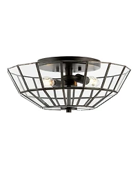 Jonathan Y Theo Farmhouse Rustic Iron/Glass Led Semi Flush Mount