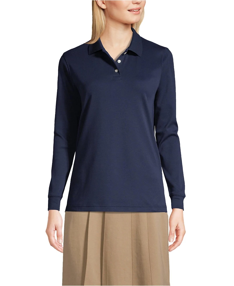 Lands' End Women's Tall Long Sleeve Interlock Polo Shirt