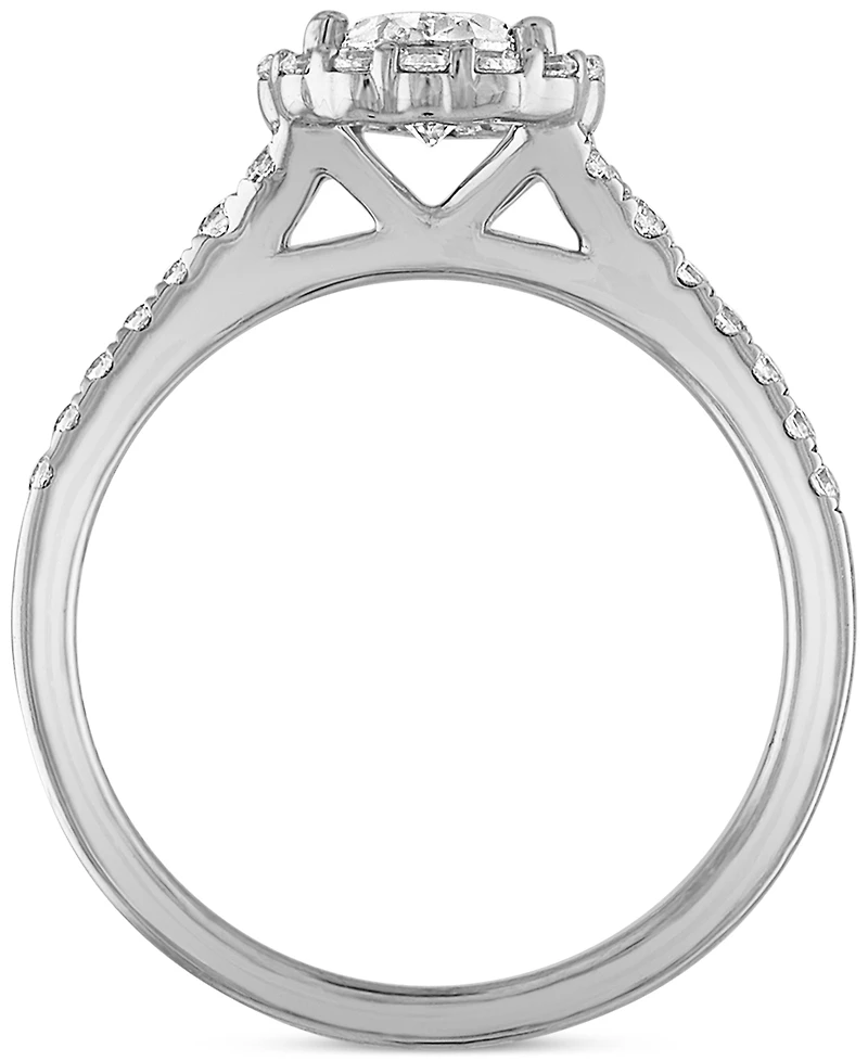 Alethea Certified Diamond Pear Halo Engagement Ring (1 ct. t.w.) in 14k White Gold Featuring Diamonds from De Beers Code of Origin, Created for Macy's