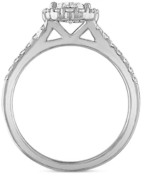 Alethea Certified Diamond Pear Halo Engagement Ring (1 ct. t.w.) in 14k White Gold Featuring Diamonds from De Beers Code of Origin, Created for Macy's