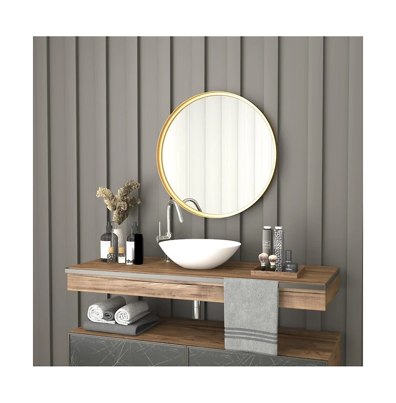 Merrick Lane Monaco Accent Wall Mirror With Metal Frame For Bathroom, Vanity, Entryway, Dining Room, & Living Room