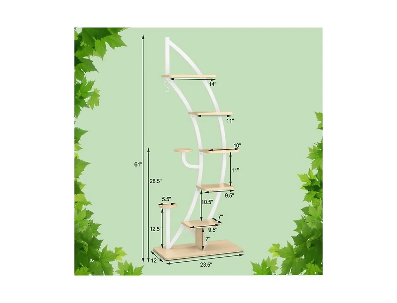 Slickblue 6 Tier 9 Potted Metal Plant Stand Holder Display Shelf with Hook