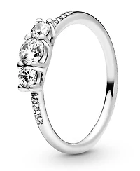 Pandora Cubic Zirconia Timeless Clear Three-Stone Ring
