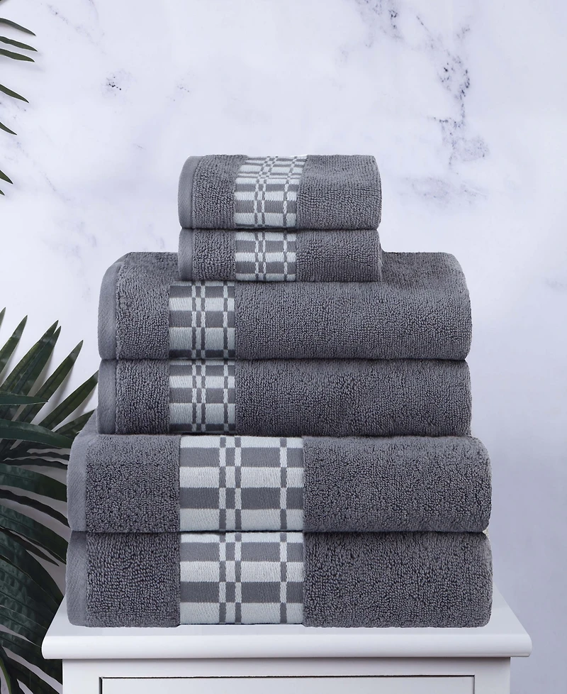 Superior Larissa Geometric Embroidered Jacquard Border Cotton -Pc. Bath Towel Set