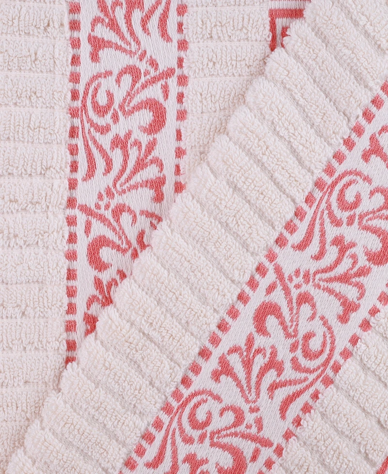 Superior Athens Cotton with Greek Scroll and Floral Pattern Assorted, 6 Piece Bath Towel Set