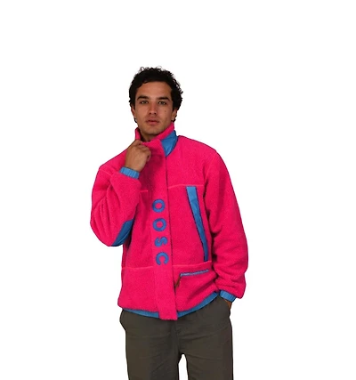 Men's Sherpa Fleece Jacket Pink / Blue