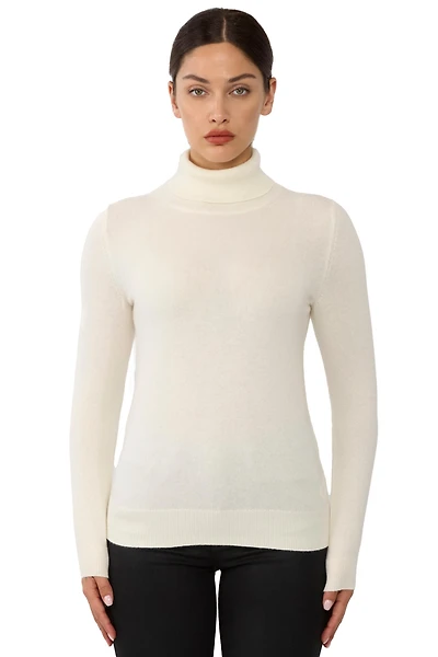 Jennie Liu Women's 100% Pure Cashmere Long Sleeve Turtleneck Pullover Sweater
