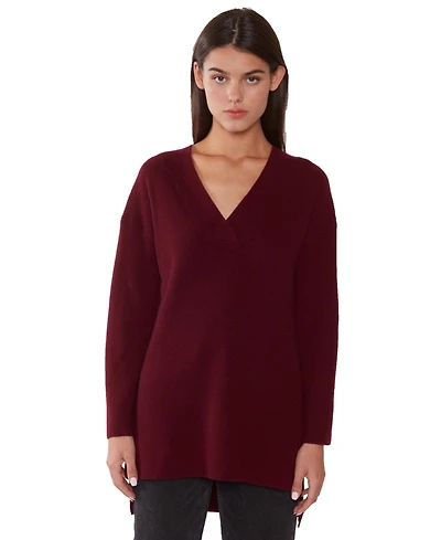 Jennie Liu Women's 100% Pure Cashmere Long Sleeve Ribbed Tunic Sweater