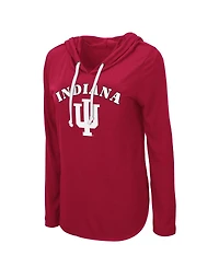 Women's Colosseum Crimson Indiana Hoosiers My Lover Lightweight Hooded Long Sleeve T-shirt