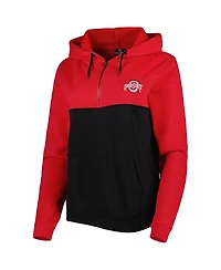 Women's Colosseum Black, Scarlet Ohio State Buckeyes Aidan Lightweight Quarter-Zip Hoodie
