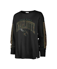Women's '47 Brand Black Distressed Charlotte Hornets City Edition Soa Long Sleeve T-shirt