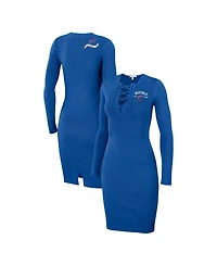Women's Wear by Erin Andrews Royal Buffalo Bills Lace Up Long Sleeve Dress