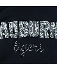 Women's Pressbox Navy Auburn Tigers Steamboat Animal Print Raglan Pullover Sweatshirt