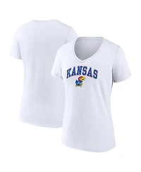 Women's Fanatics White Kansas Jayhawks Evergreen Campus V-Neck T-shirt