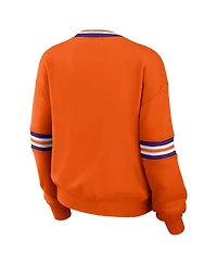 Women's Wear by Erin Andrews Orange Distressed Clemson Tigers Vintage-Like Pullover Sweatshirt