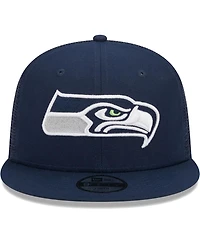 Youth Boys and Girls New Era College Navy Seattle Seahawks Main Trucker 9FIFTY Snapback Hat