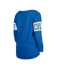 Women's New Era Blue Indianapolis Colts Lace-Up Notch Neck Long Sleeve T-shirt